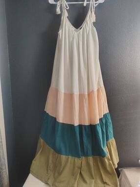 Old Navy Colorblock Fairy Whimsical Festival Flowy Cotton Feminine maxi Dress